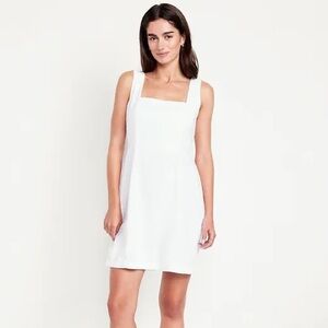 White Square Neck Mini Dress - L Tall
